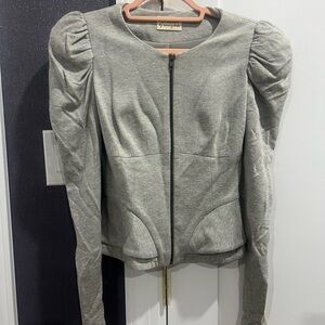 Light Gray Puff Sleeve Jacket